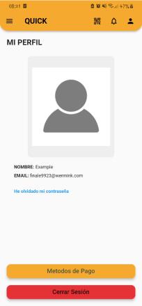 App QUICK - mi perfil de usuario